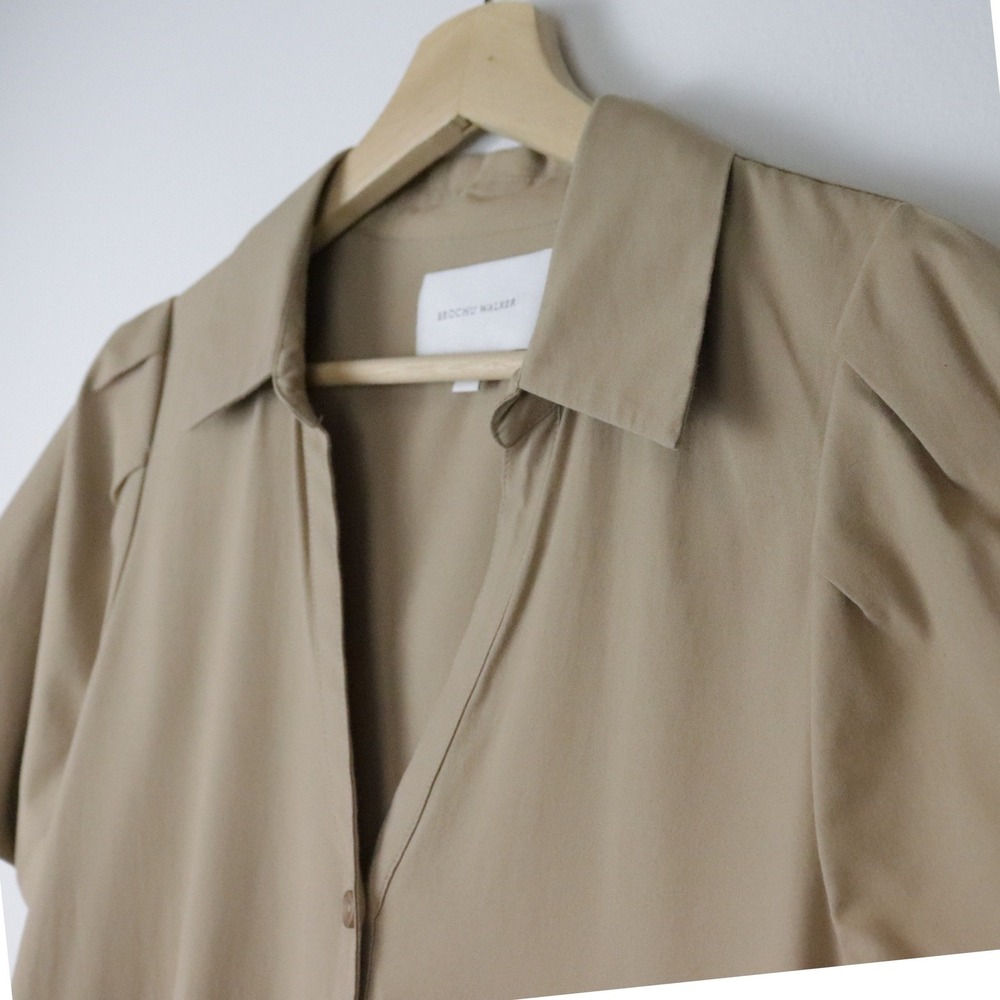 Brochu Walker The Havana Dress‎ Medium Sahara Tan Tiered Midi Shirtdress - Picture 5 of 12